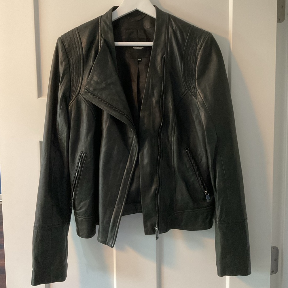 Leather Black Moto Jacket Asymmetrical Design